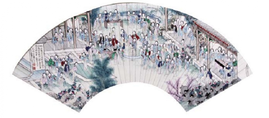 闲情楼阁中  陆小曼扇面画 .jpg